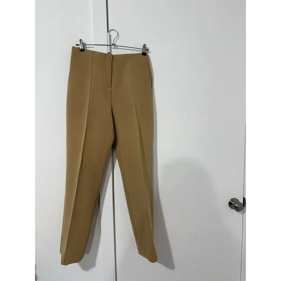 Diane von Furstenberg Women High Rise Pleated Straight Slacks Camel S4 Heavy Wtg - Picture 1 of 16